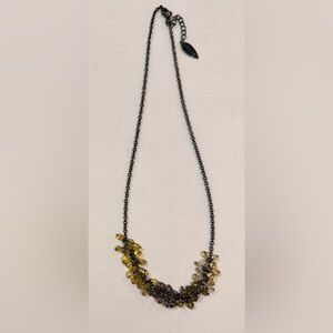Coldwater Creek Black‎ Metal Chain w/Gold & Brown Beads